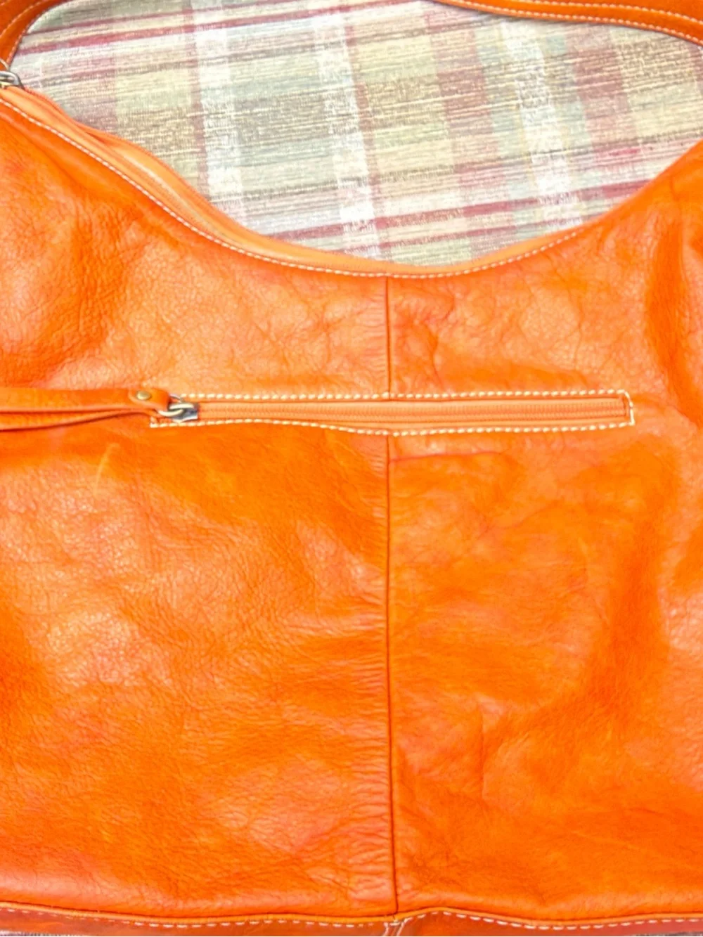 Spiral Orange Leather Hobo Shoulder Bag